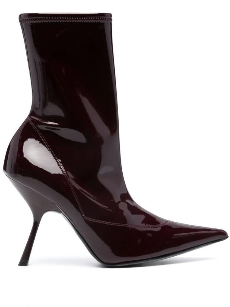 Sergio Rossi pointed-toe 100mm high-shine boots - Red Cover