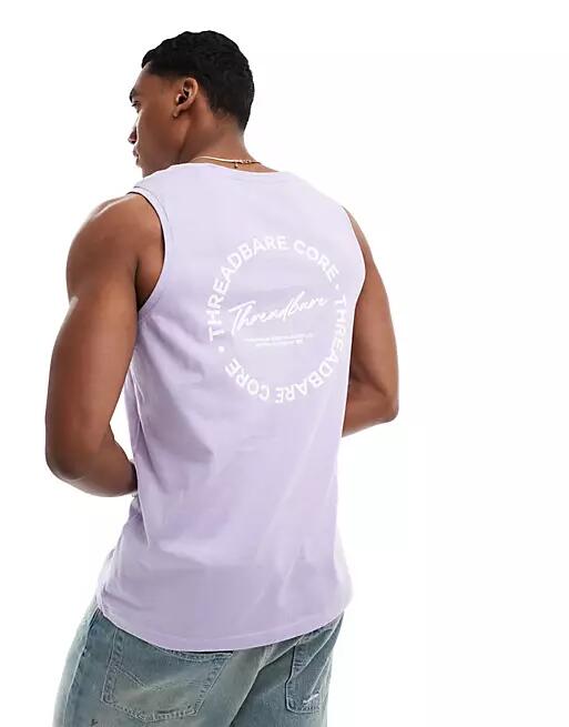 Threadbare logo print tank top in lavender-Purple Cover