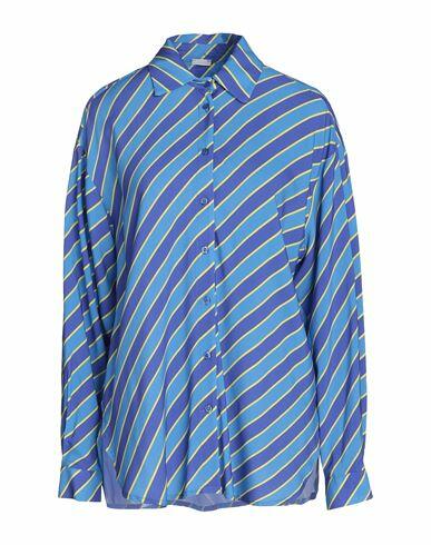 8 By Yoox Striped Plain Weave Shirt Woman Shirt Blue Viscose Cover