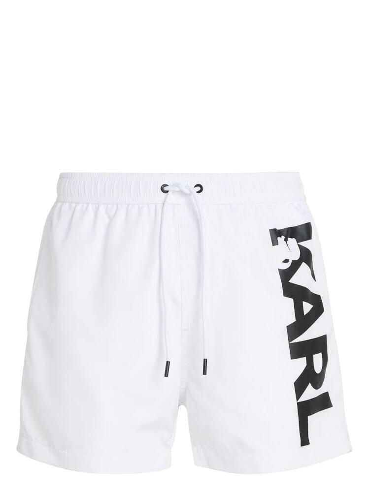 Karl Lagerfeld logo-print swim shorts - White Cover