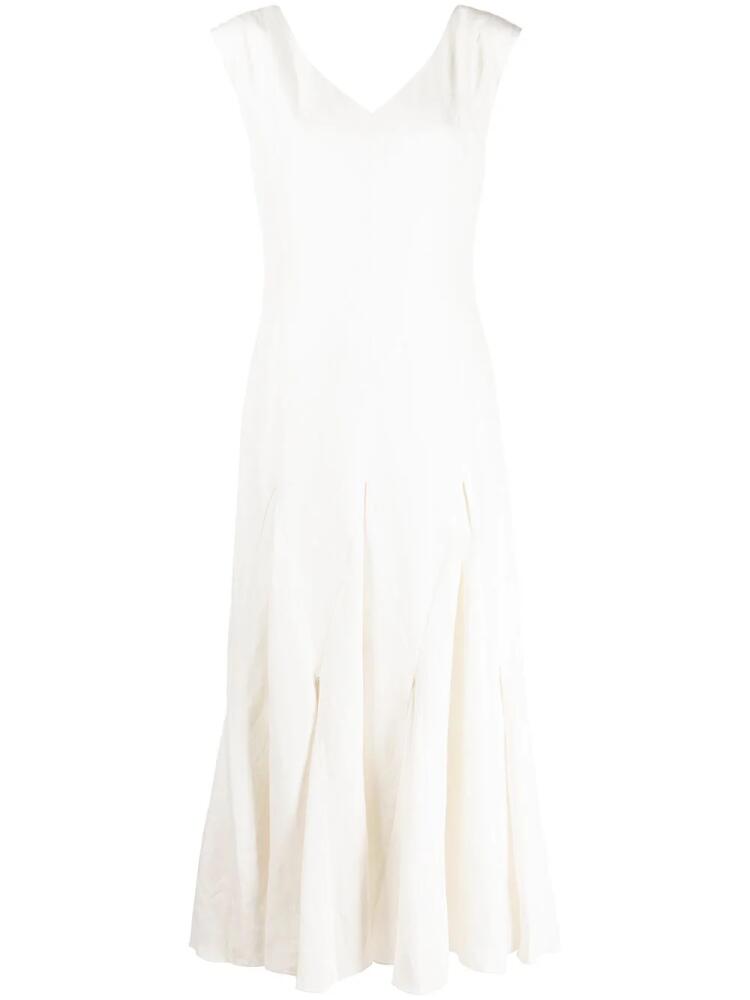 VOZ Harlequin silk-linen midi dress - White Cover