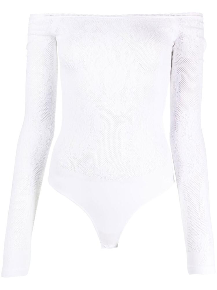 The Attico Kim off-shoulder bodysuit - White Cover