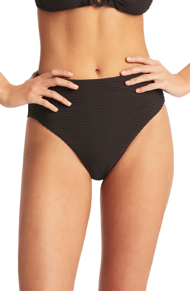 Sea Level Retro High Waist Bikini Bottoms in Black Cover