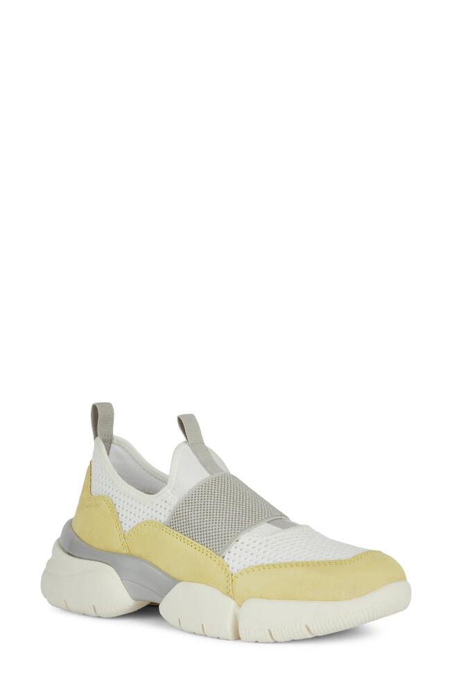 Geox Adacter Water Resistant Slip-On Sneaker in White/Yellow Cover