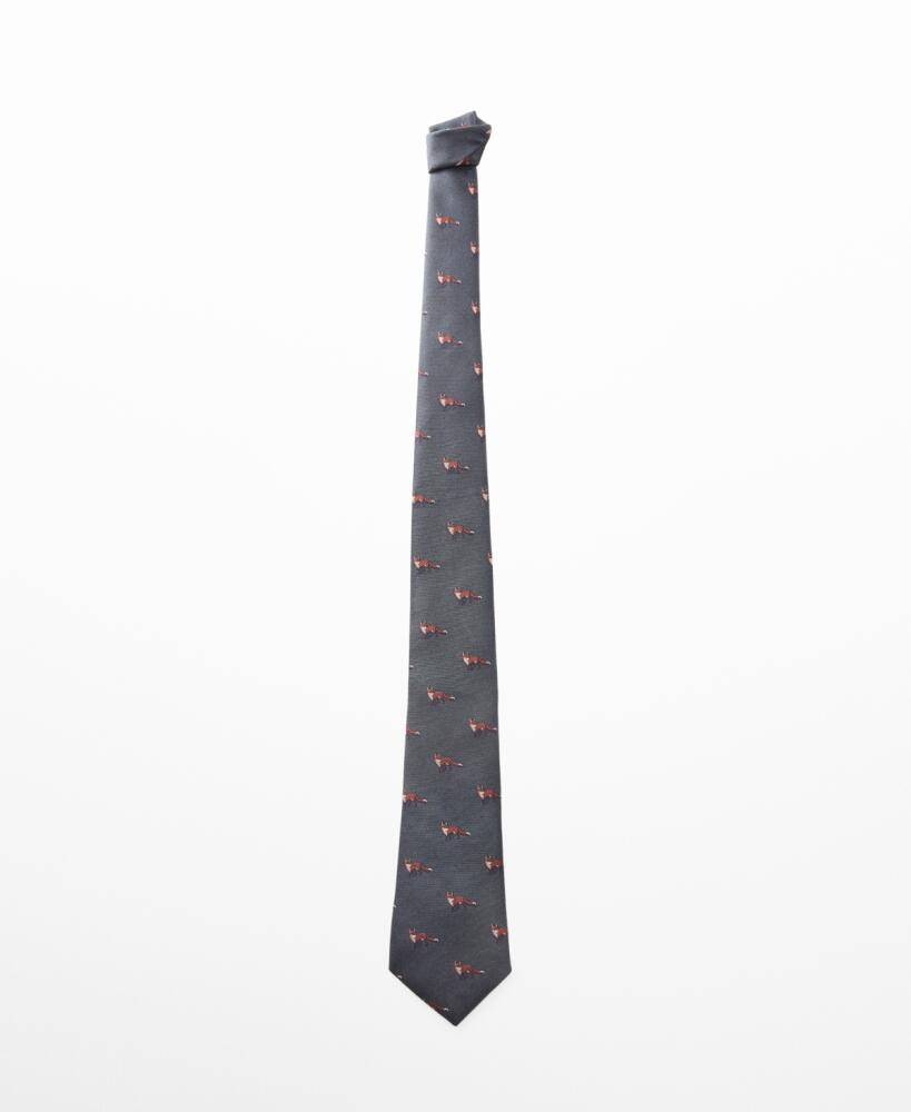 Mango Men's Animals Print Tie - Khaki Cover