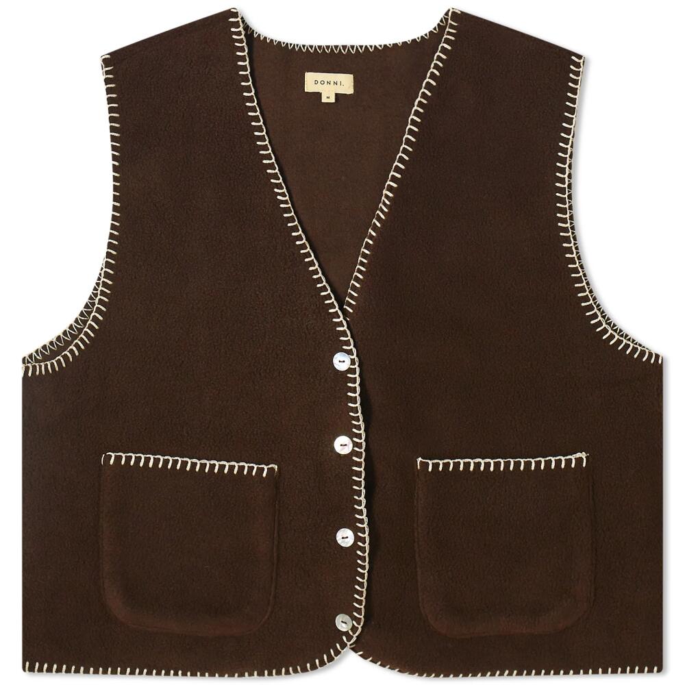 DONNI. Women's Polar Fleece Stitch Vest in Espresso Cover