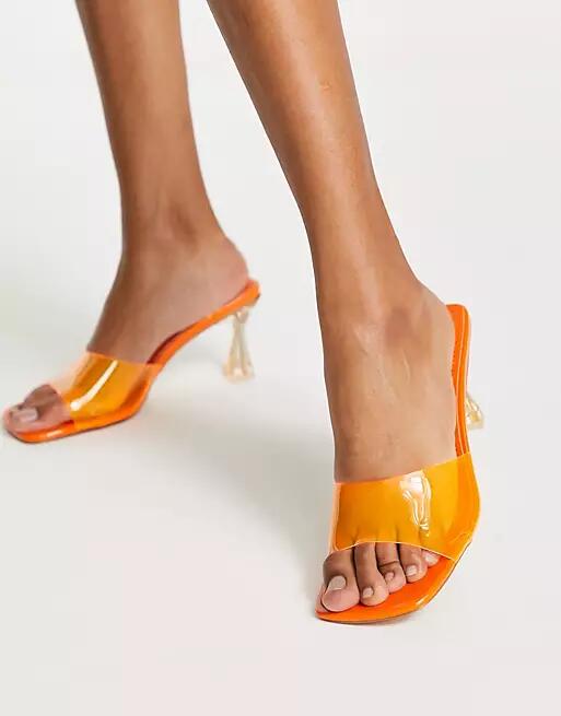 Simmi London mid heeled mule sandals in orange Cover