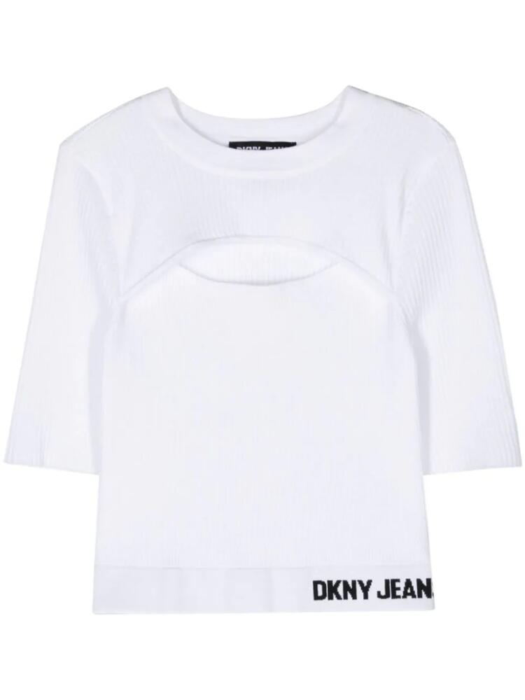 DKNY cut-out ribbed-knit top - White Cover