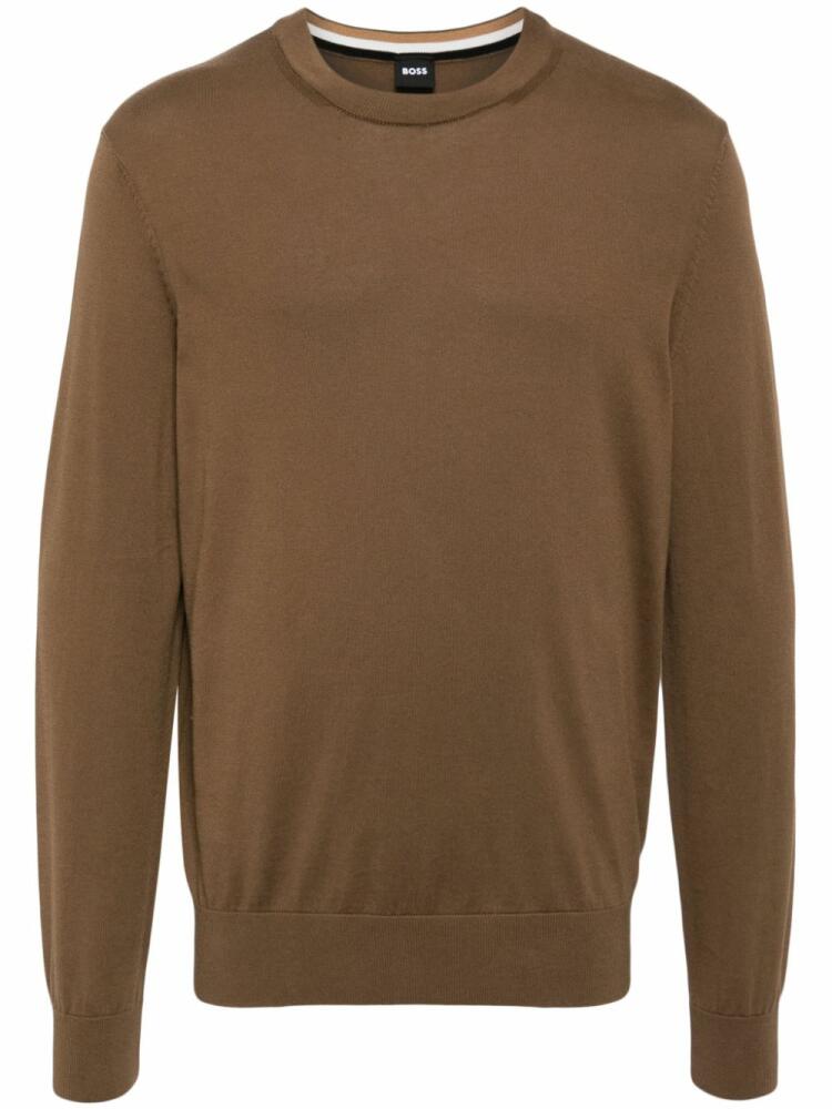 BOSS crew-neck cotton jumper - Brown Cover