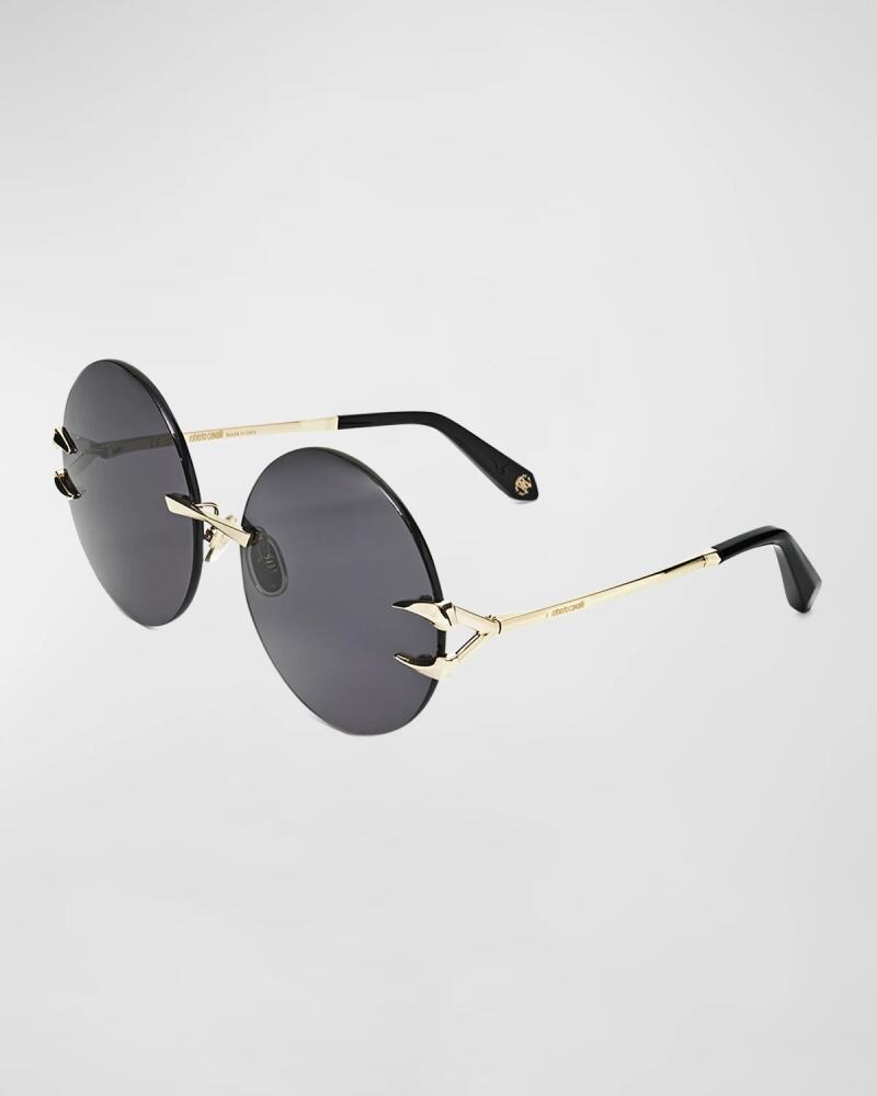 Roberto Cavalli Tiger Tooth Rimless Metal Round Sunglasses Cover