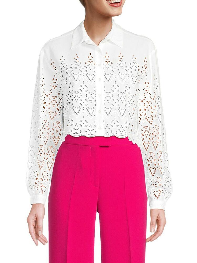 The Kooples Women's Schiffli Cropped Shirt - White Cover