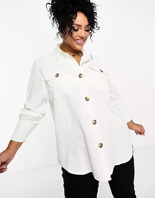 River Island Plus textured shirt in white Cover