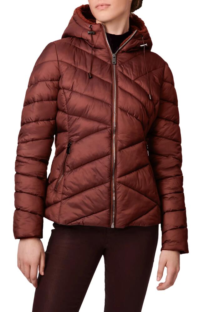 Bernardo High-Pile Fleece Lined Hooded Puffer Jacket in Brownie Bite Cover