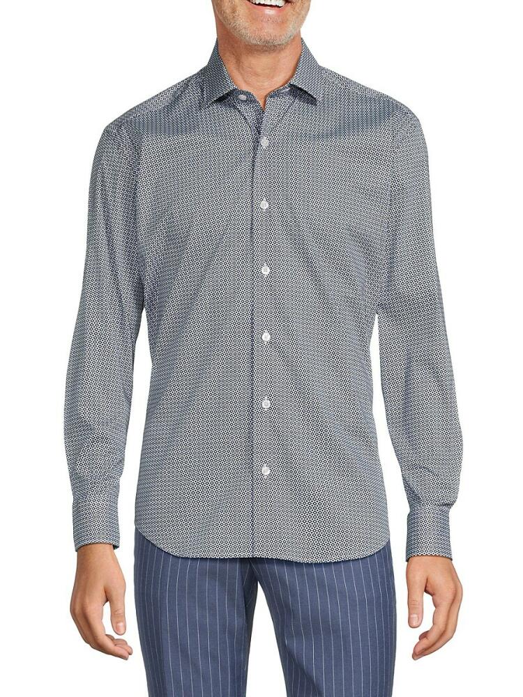 Bertigo Men's Geometric Print Shirt - Navy Cover