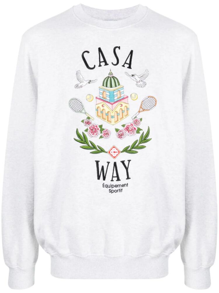 Casablanca Casa Way-embroidered cotton sweatshirt - Grey Cover