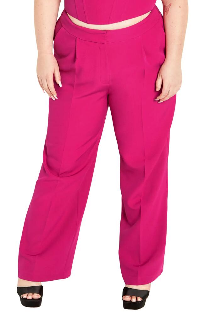 City Chic Alexis High Waist Wide Leg Pants in Lipstick Pink Cover