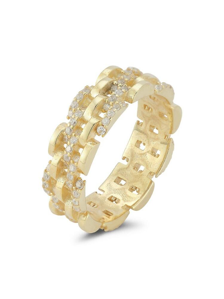 SPHERA MILANO Women's 14K Goldplated Sterling Silver & Cubic Zirconia Link Band Ring Cover