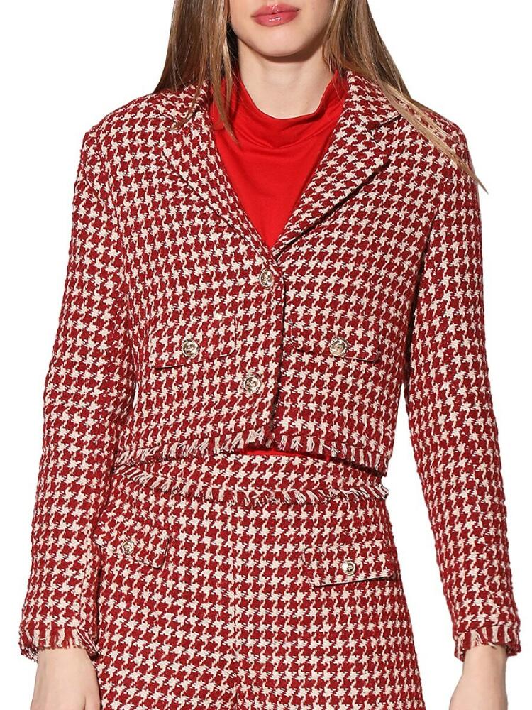 Walter Baker Women's Lyona Tweed Cropped Blazer - Wine Hound Cover