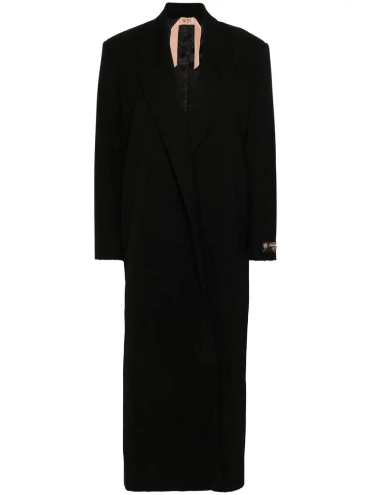 Nº21 open-front tailored maxi coat - Black Cover