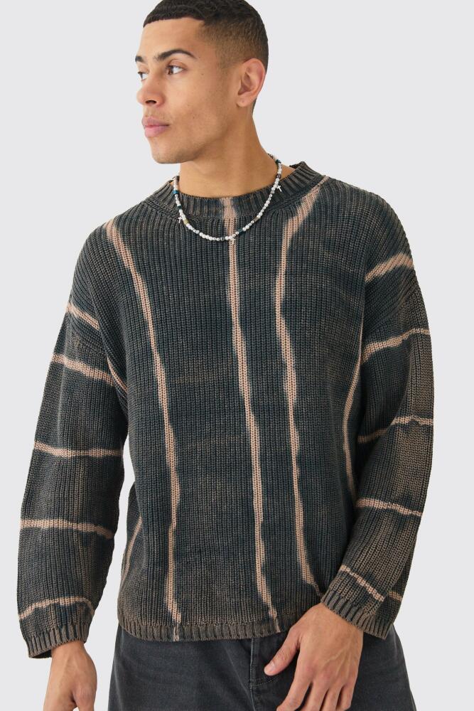 boohoo Mens Oversized Boxy Stone Wash Sweater In Charcoal - Grey Cover