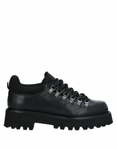 Rare Man Lace-up shoes Black Soft Leather, Textile fibers Cover