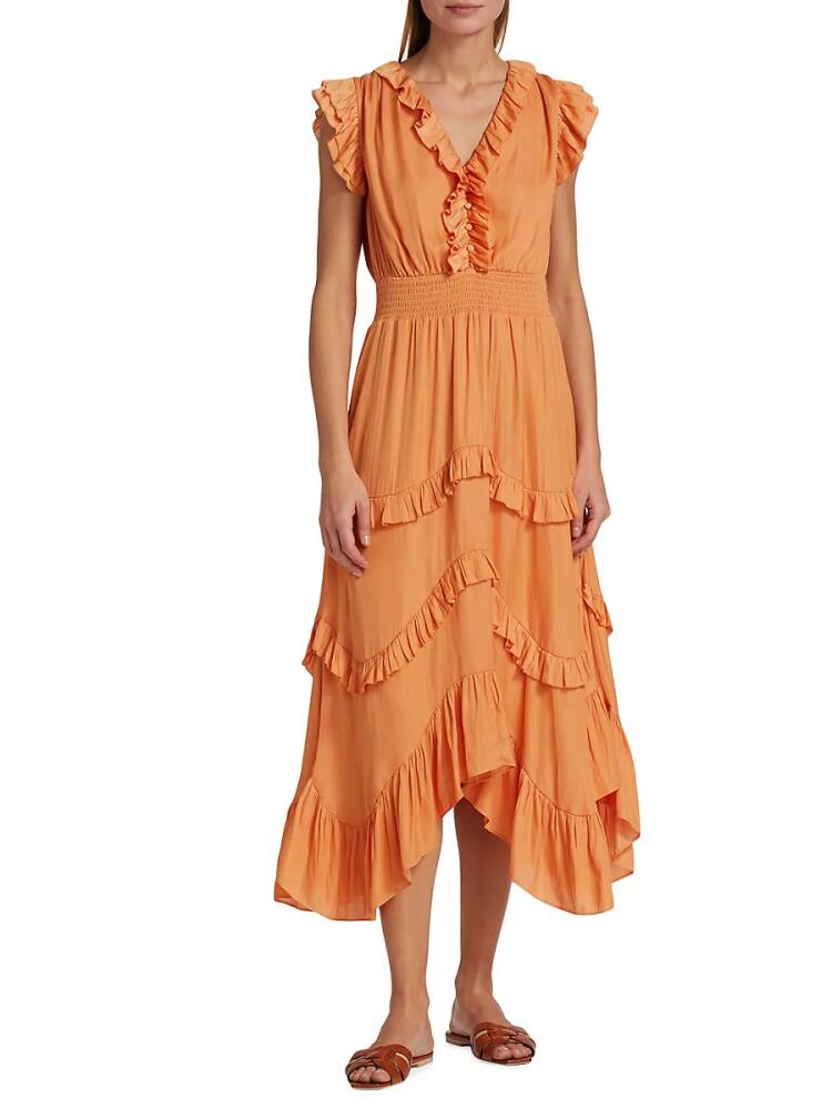 Elie Tahari Women's The Layla Ruffle Maxi Dress - Orange Cover