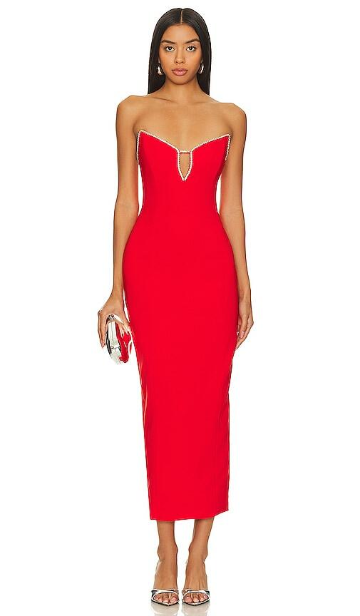 Runaway The Label Bec Midi Dress in Red Cover