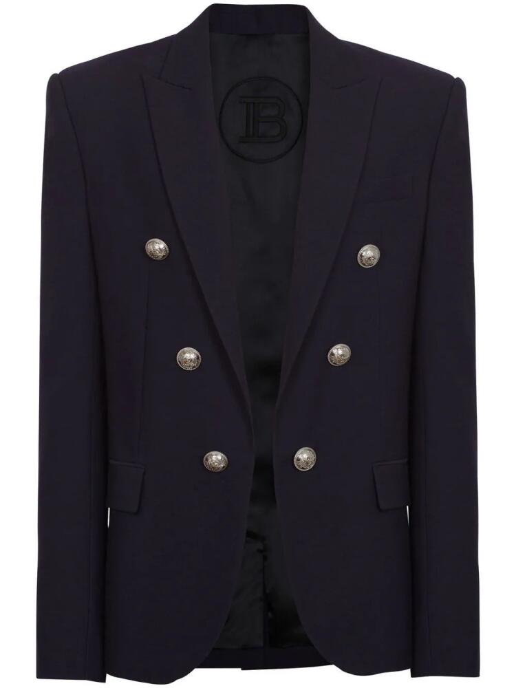 Balmain embossed-button detail blazer - Blue Cover