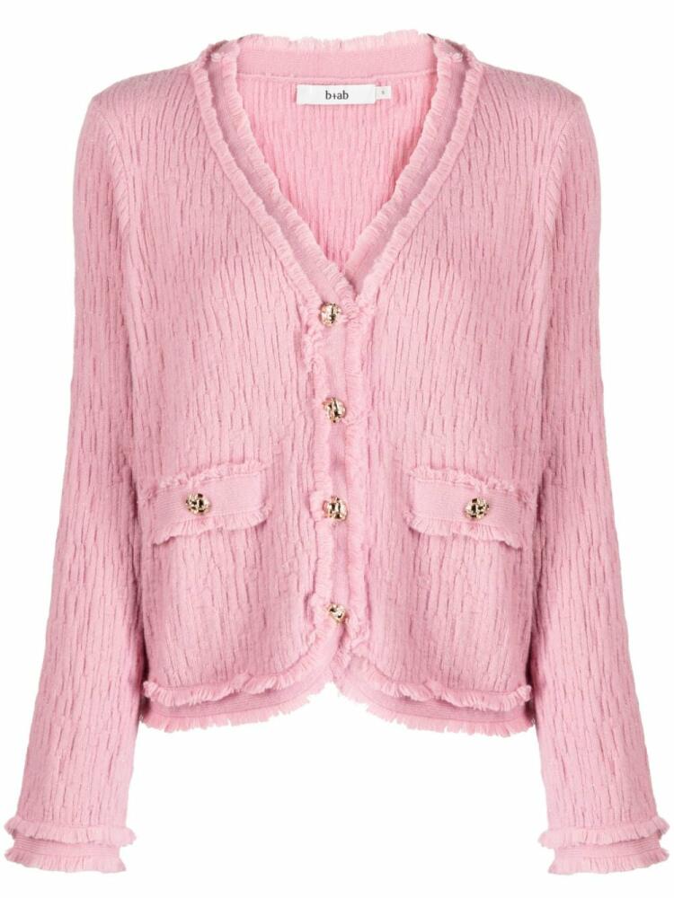 b+ab embossed-button frayed-trim cardigan - Pink Cover