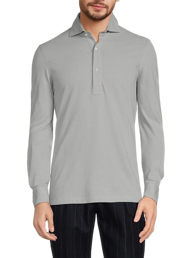 Brunello Cucinelli Men's Slim Fit Polo - Grey Cover