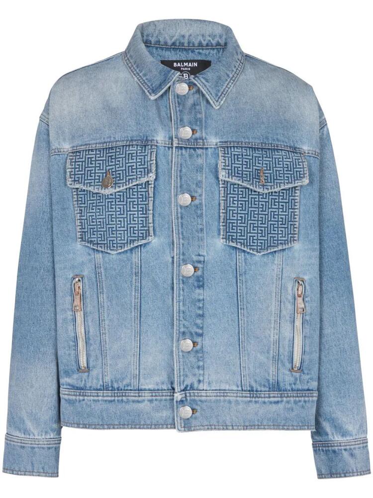 Balmain rear logo-print denim jacket - Blue Cover