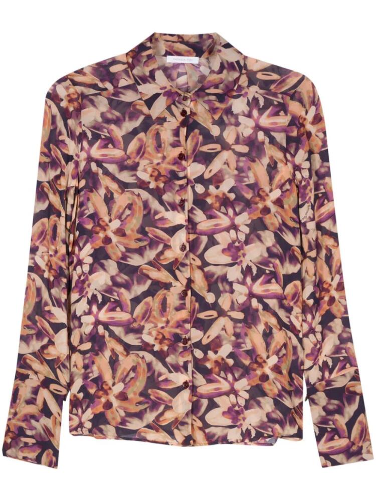 Patrizia Pepe floral crepe shirt - Purple Cover