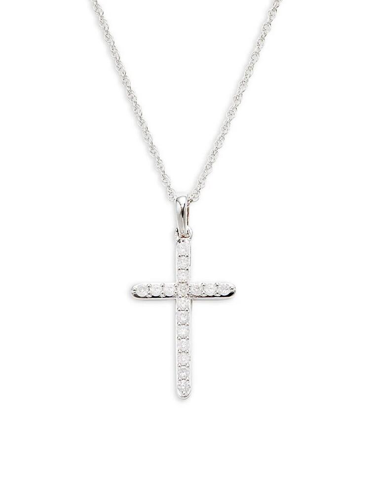 Effy ENY Women's Sterling Silver & 0.25 TCW Diamond Cross Pendant Necklace Cover