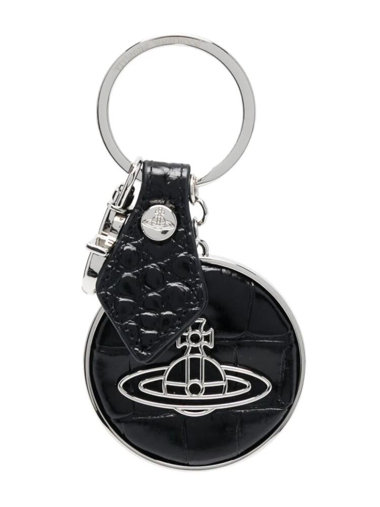 Vivienne Westwood Orb logo-plaque leather keyring - Black Cover