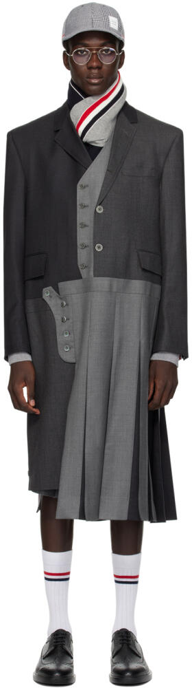 Thom Browne Gray Paneled Coat Cover