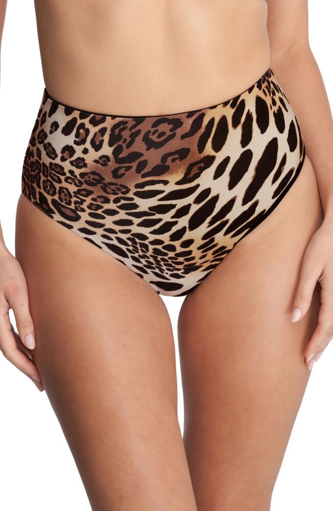 Natori Reversible High Waist Bikini Bottoms in Luxe Leopard /Black Cover