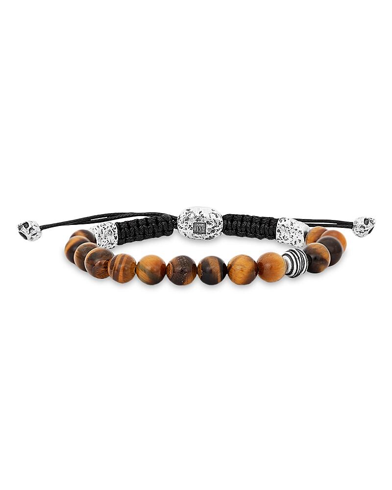 John Varvatos Men's Sterling Silver Wrap Tiger Eye Beaded Adjustable Cord Bracelet Cover