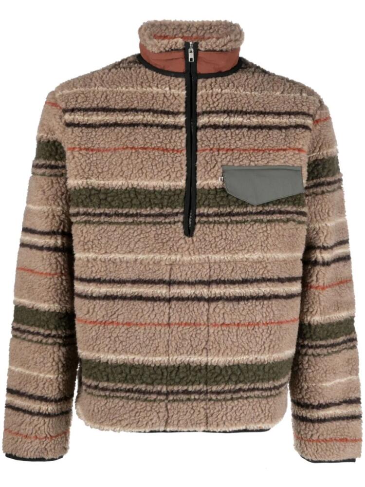 RANRA Thjorsar striped fleece-texture jumper - Brown Cover