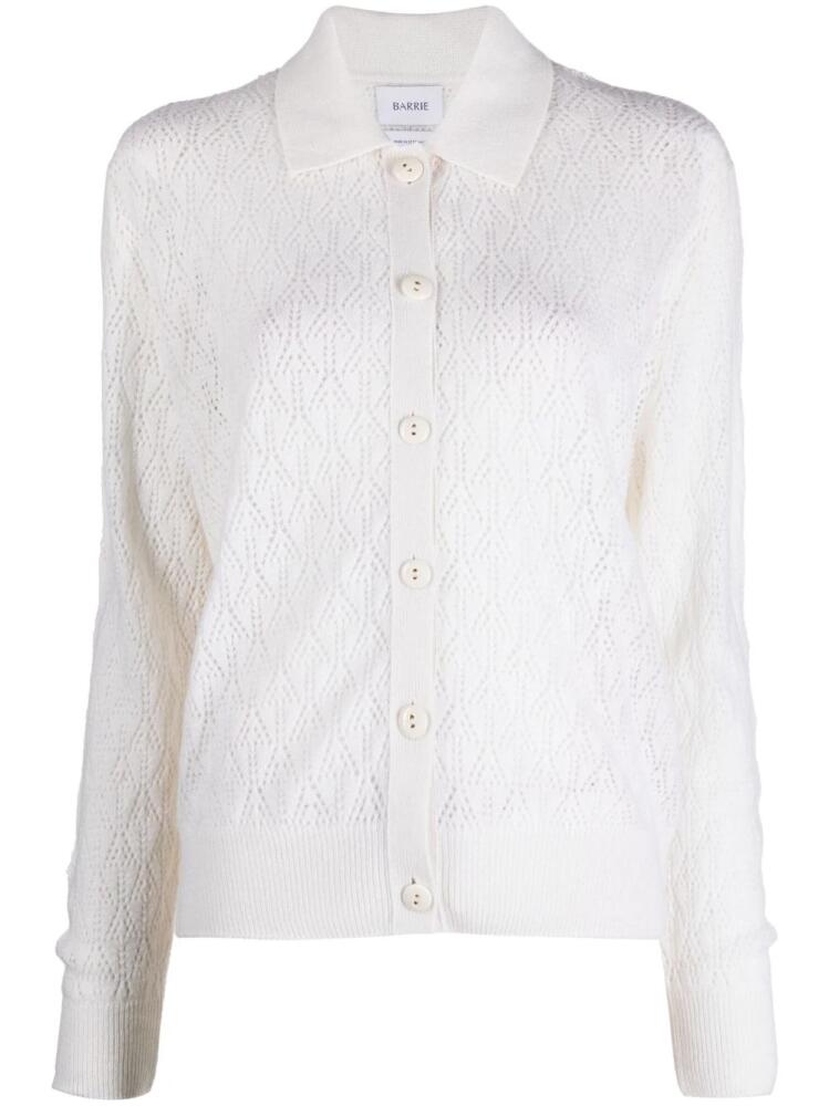 Barrie open-knit buttoned cardigan - Neutrals Cover