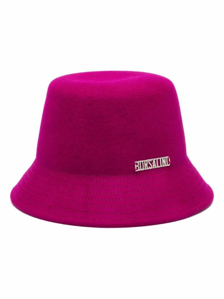 Borsalino logo-plaque felted bucket hat - Pink Cover