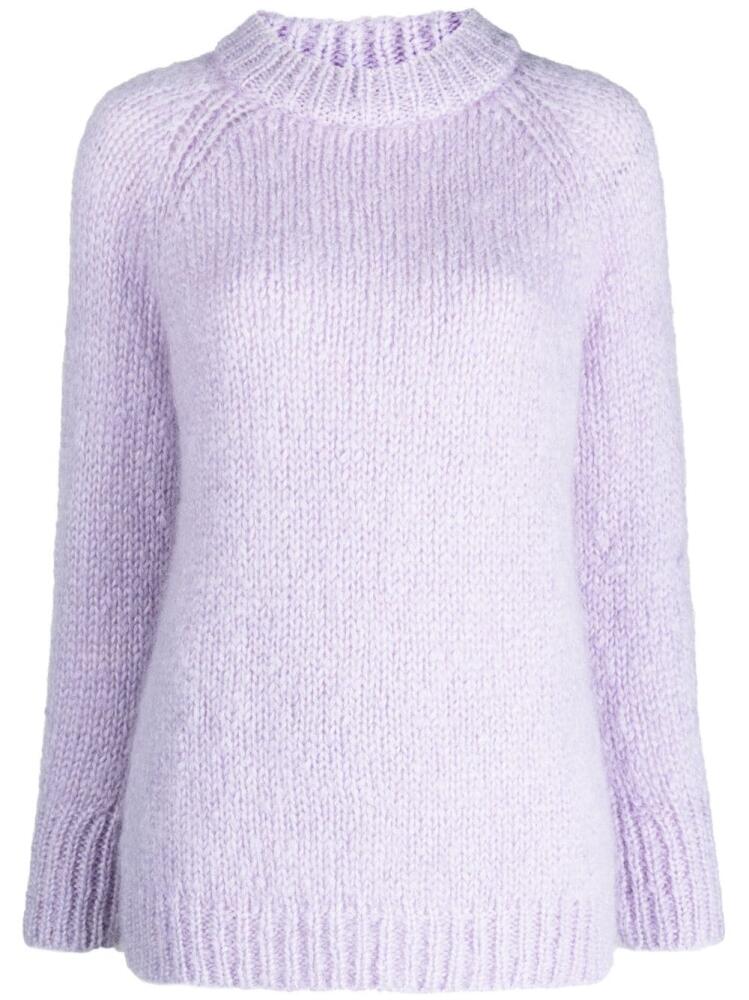 Cecilie Bahnsen Indira knitted crew-neck jumper - Purple Cover