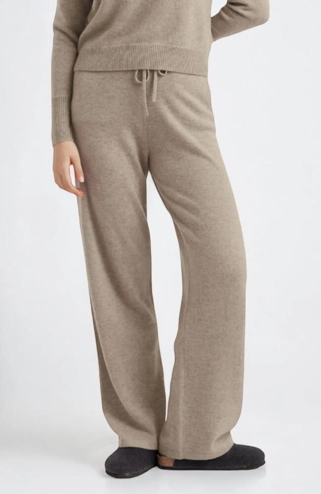 Chinti & Parker Pure Cashmere Wide Leg Pants in Soft Truffle Cover