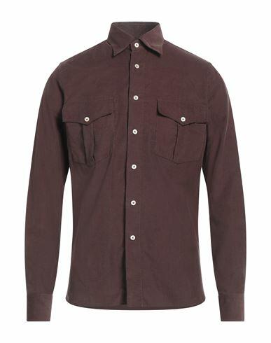 Alessandro Gherardi Man Shirt Dark brown Cotton Cover