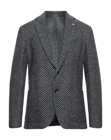 Lardini Man Blazer Midnight blue Wool, Viscose, Polyamide Cover