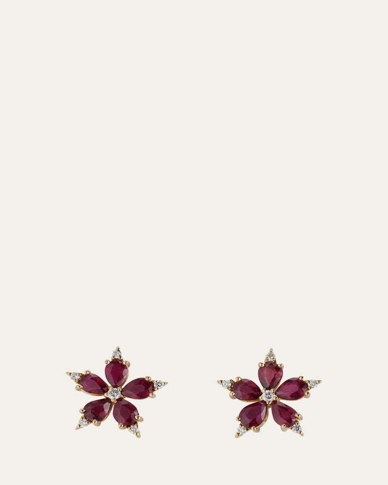 Paul Morelli Yellow Gold Stellanise Stud Earrings with Diamonds and Rubies Cover