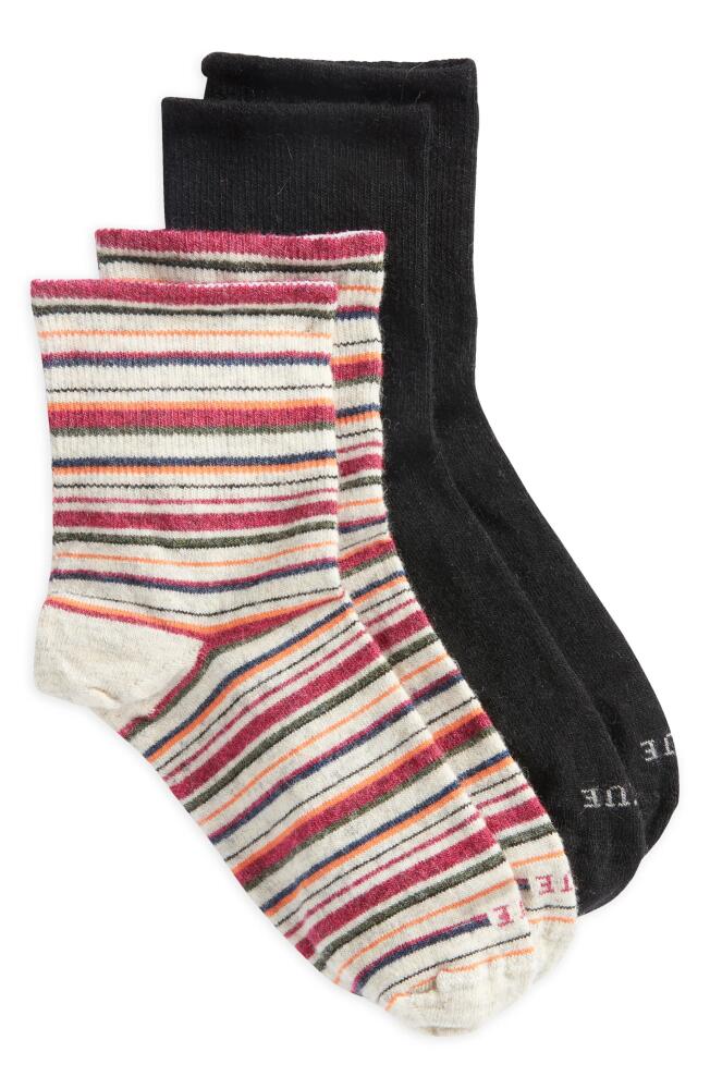 Hue 2-Pack Wool Blend Mini Crew Socks in Multi Stripe Pack Cover