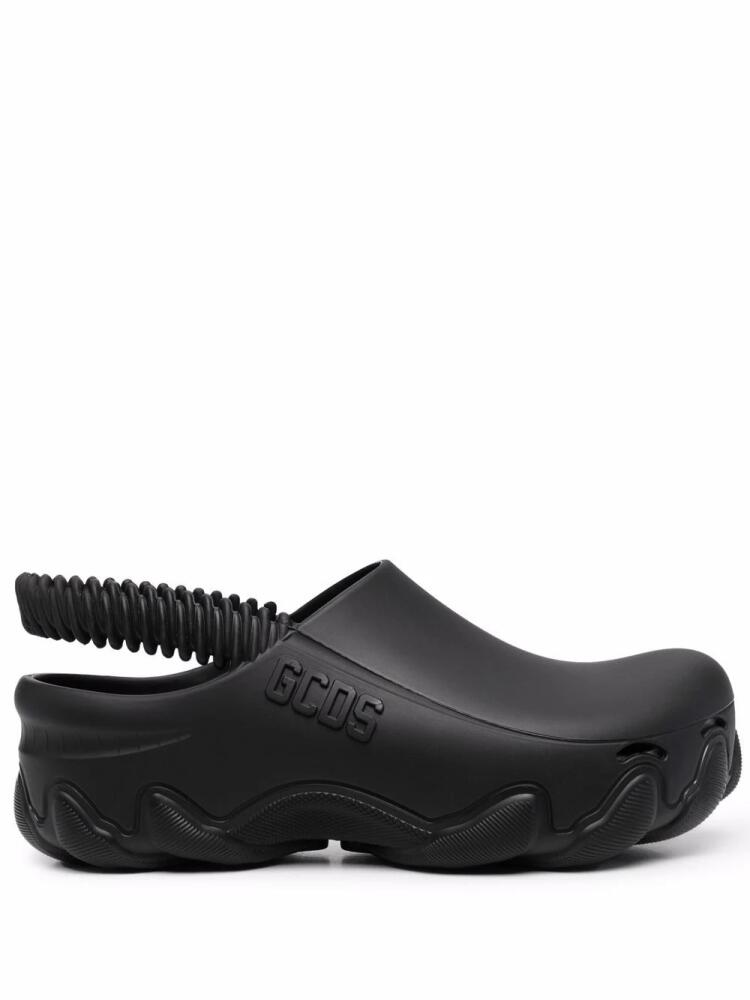 GCDS embossed-logo slingback clogs - Black Cover