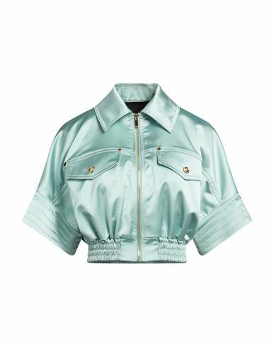 Just Cavalli Woman Jacket Light green Polyester Cover