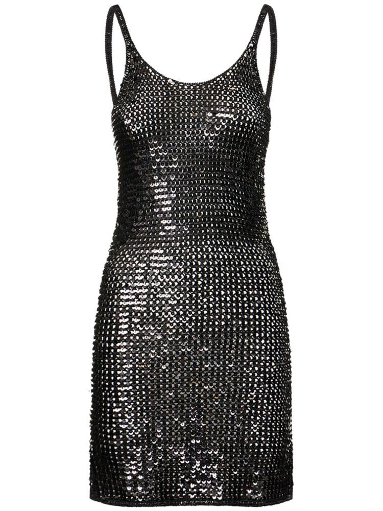 MATTEAU Sequined Crochet Mini Tank Dress Cover