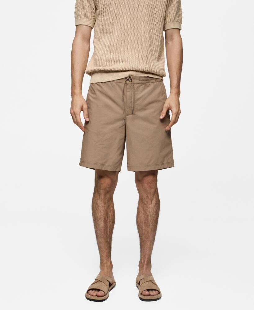 Mango Men's Drawstring Bermuda Shorts - Beige Cover